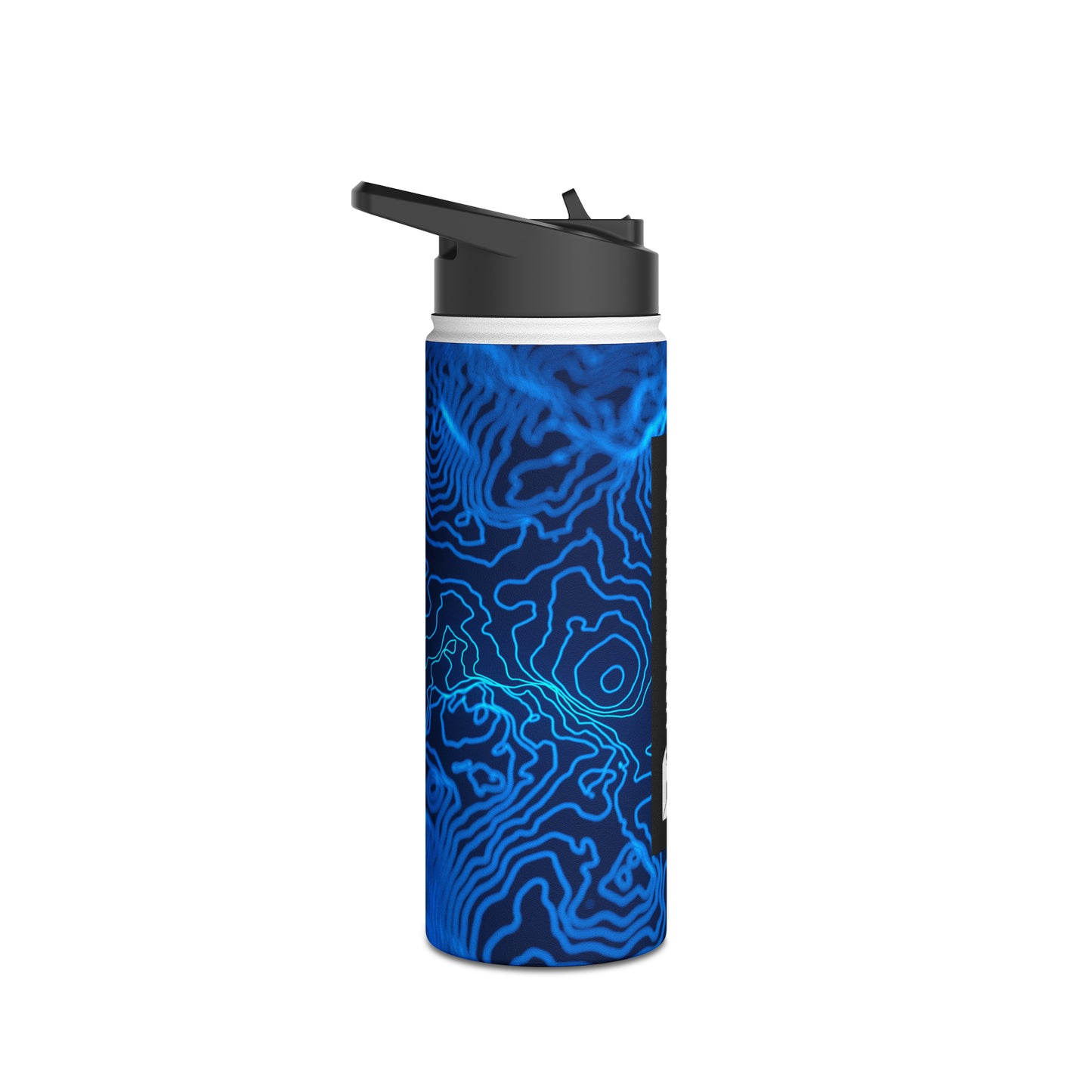 18 oz. Stainless Steel Water Bottle - Blue Topographic