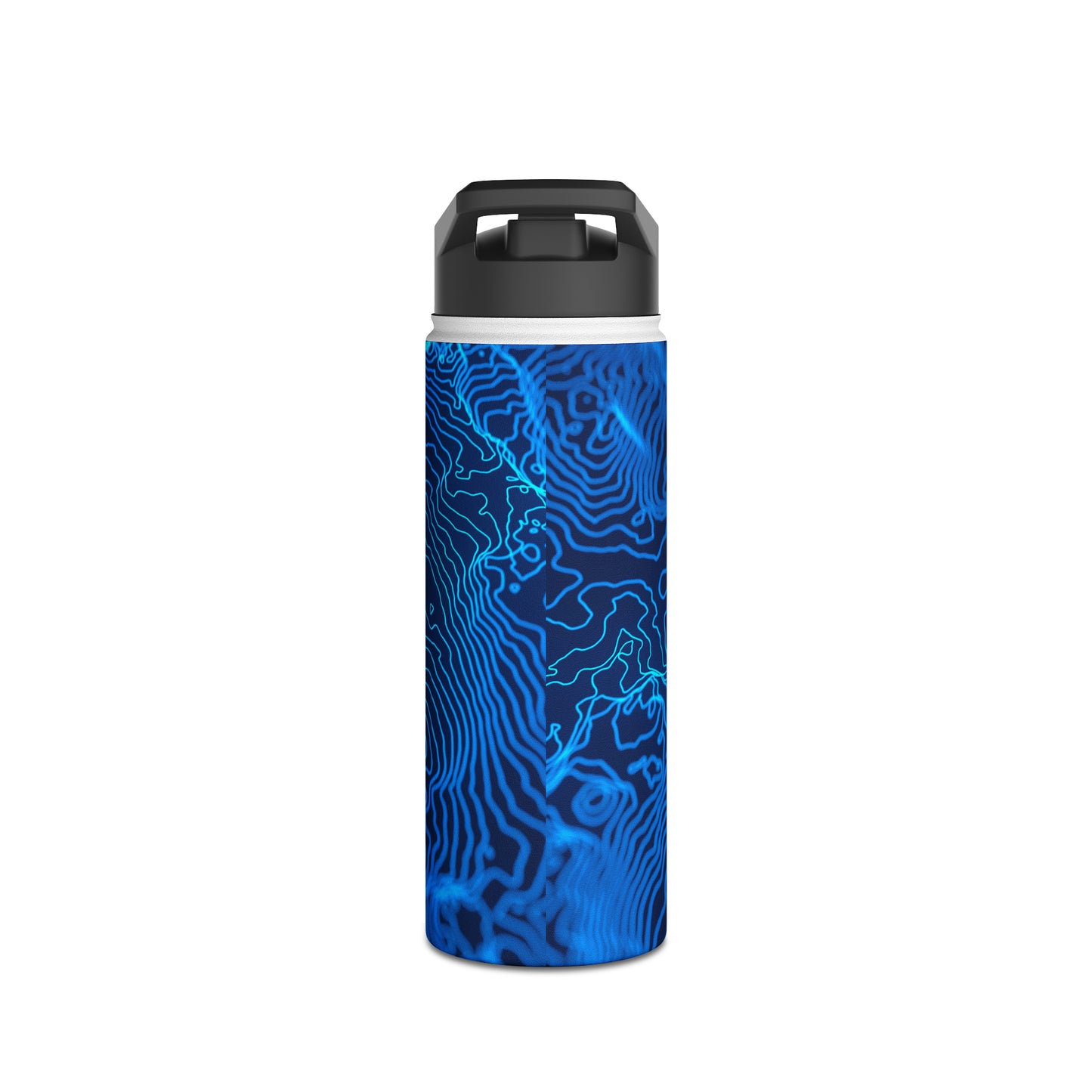 18 oz. Stainless Steel Water Bottle - Blue Topographic