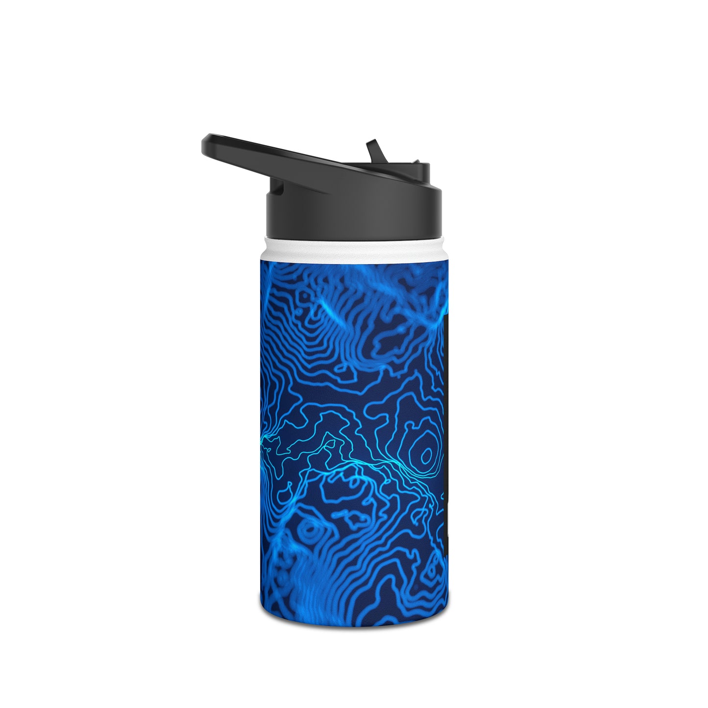 12 oz. Stainless Steel Water Bottle - Blue Topographic