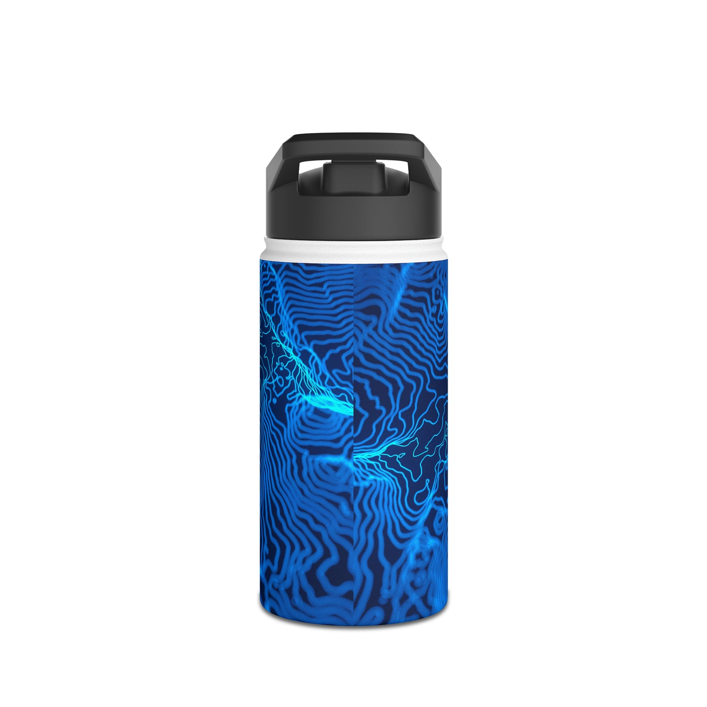 12 oz. Stainless Steel Water Bottle - Blue Topographic