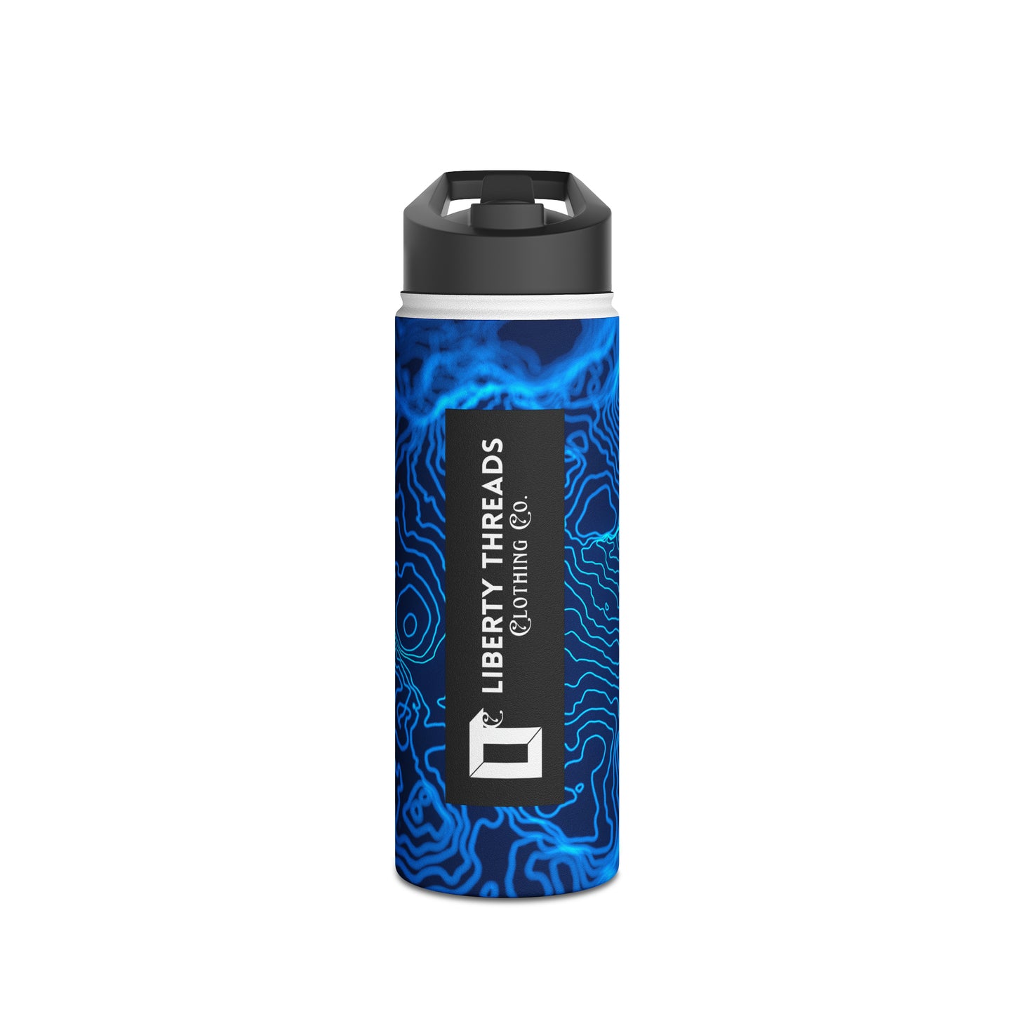 18 oz. Stainless Steel Water Bottle - Blue Topographic