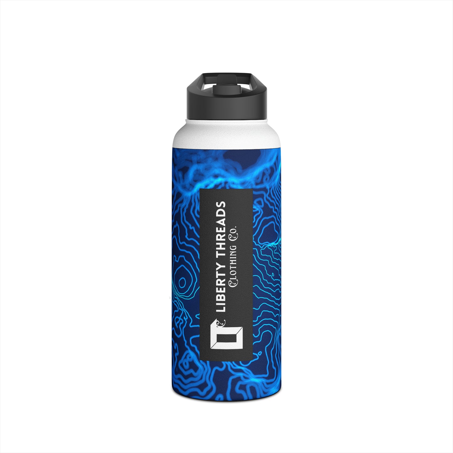 32 oz. Stainless Steel Water Bottle - Blue Topographic