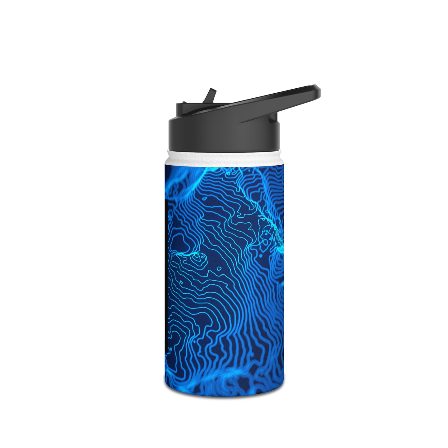 12 oz. Stainless Steel Water Bottle - Blue Topographic